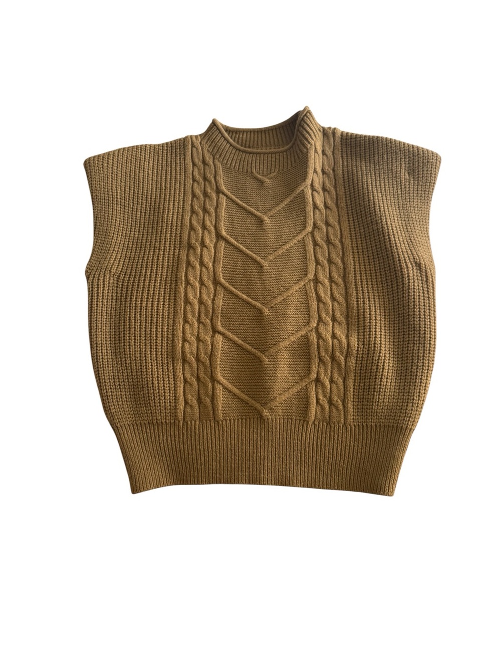 Commense Camel Cable Knit Vest